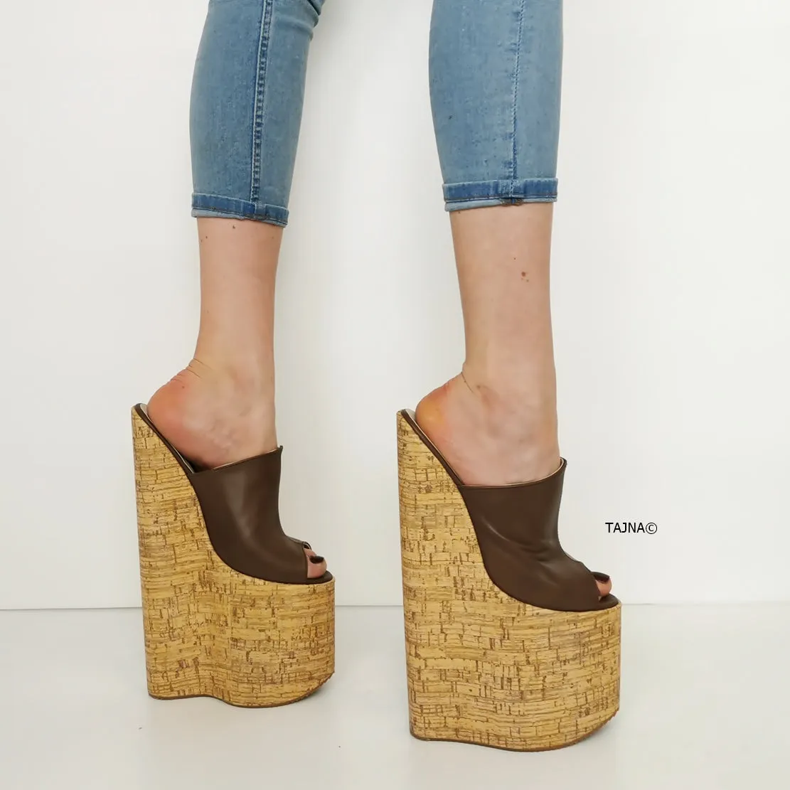 30 cm Extreme High Heel Cork Mules