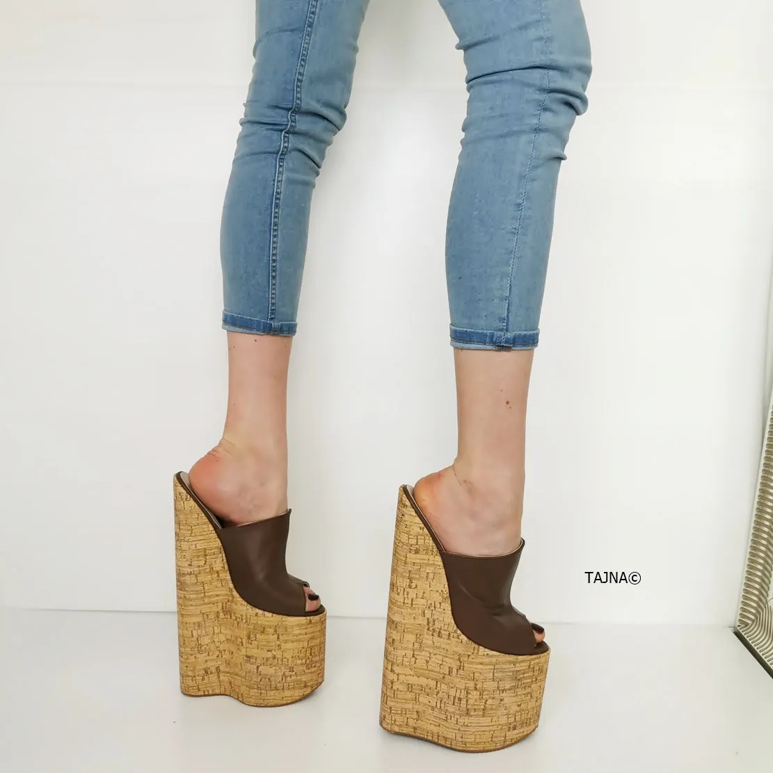 30 cm Extreme High Heel Cork Mules