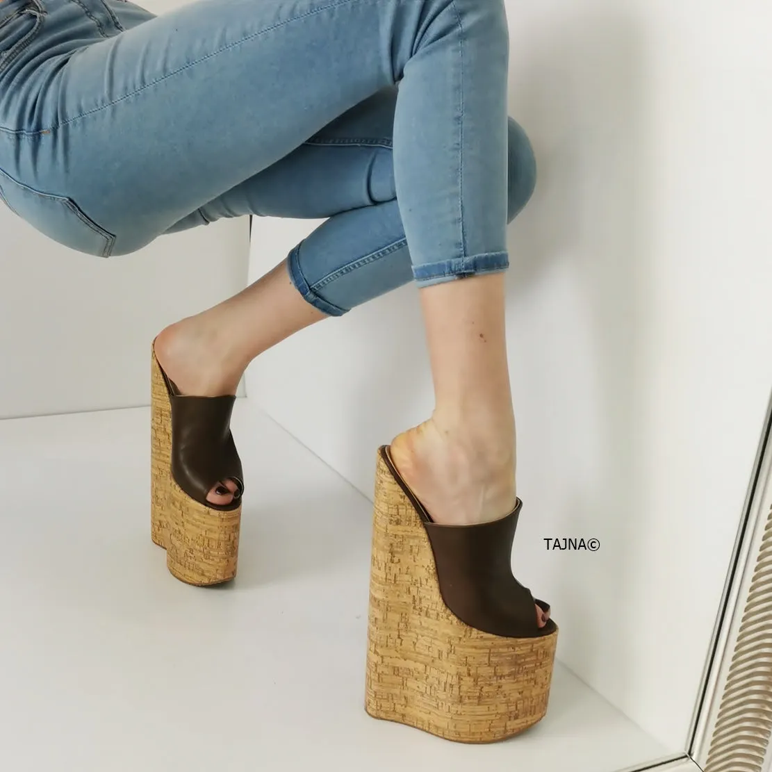 30 cm Extreme High Heel Cork Mules