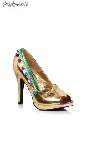 4" Mardi Gras Peep Toe Pump