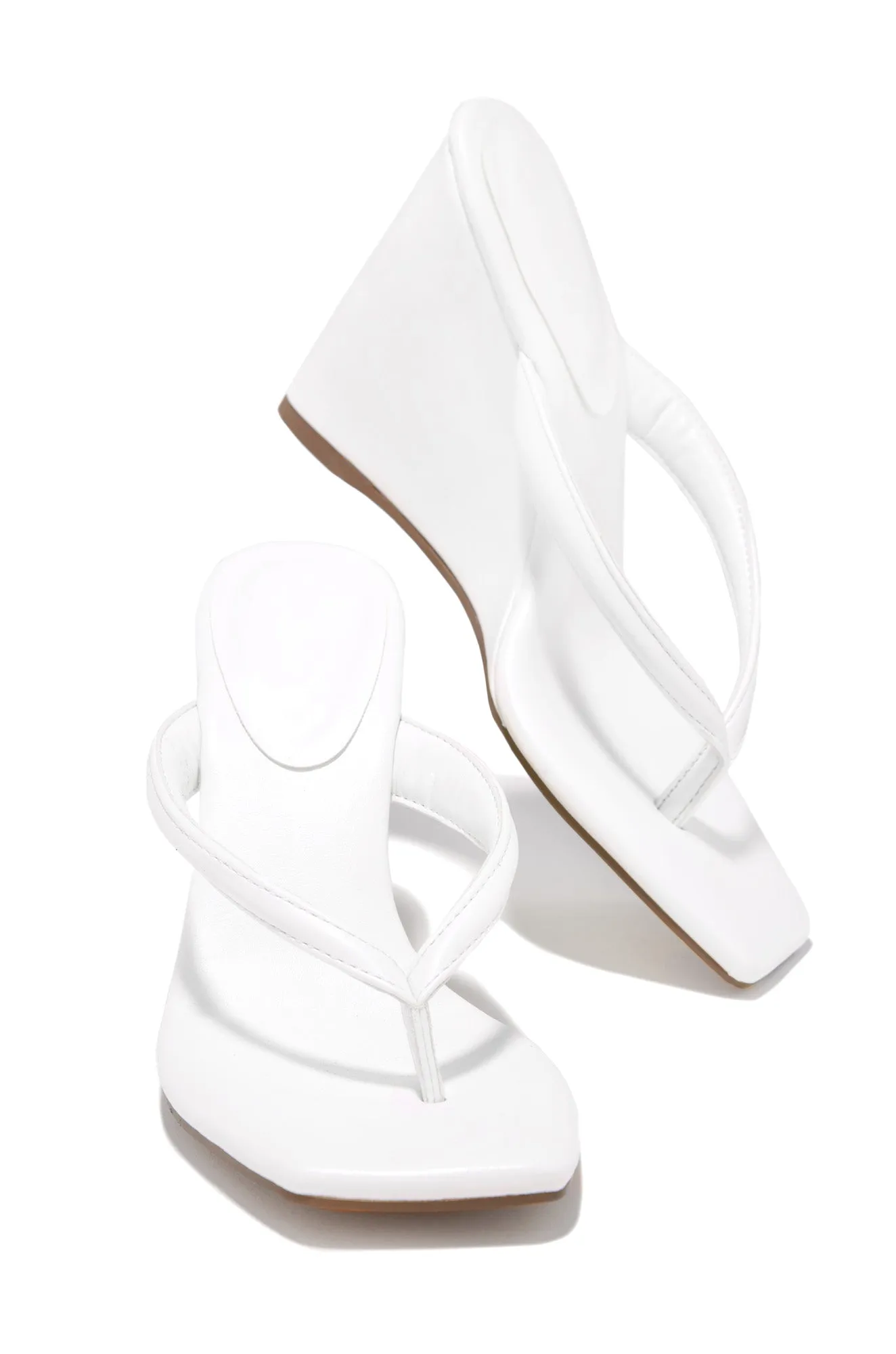 Alena Wedge Heel Mules - White