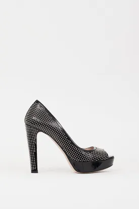 Black & Silver Studded Platform Pump