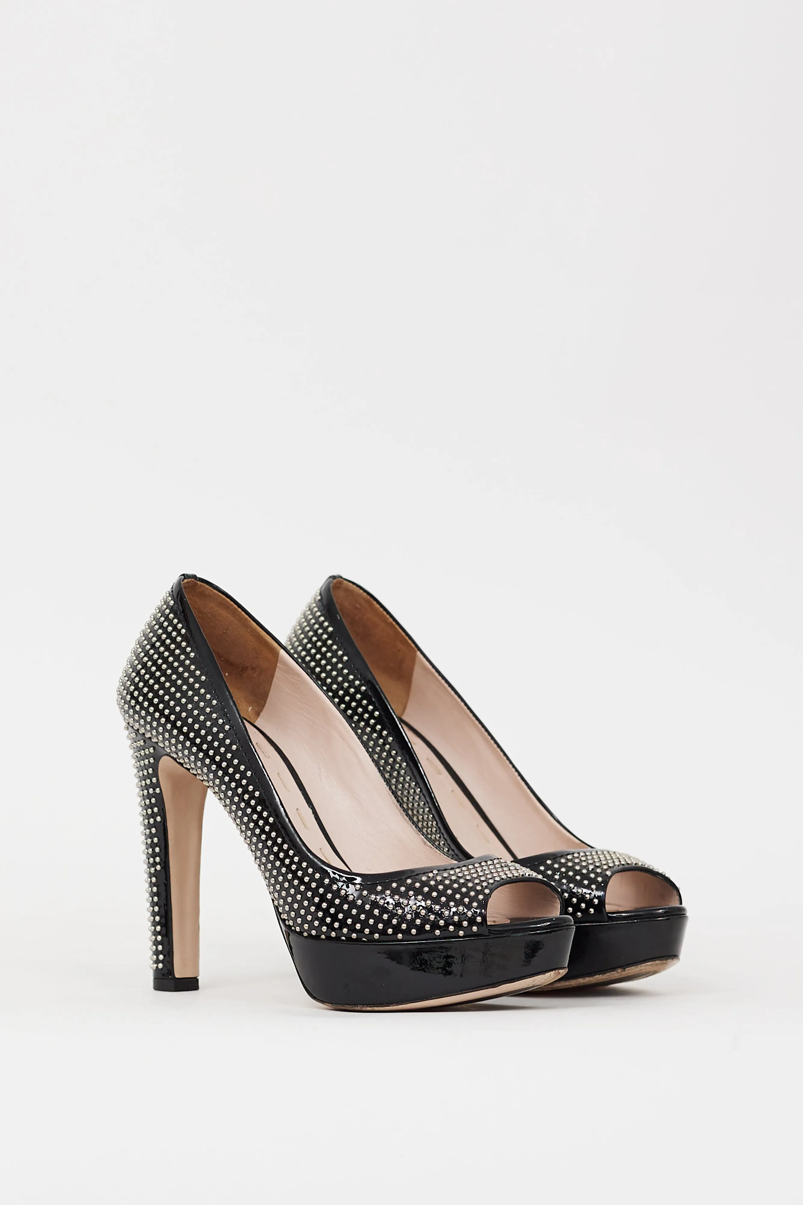 Black & Silver Studded Platform Pump