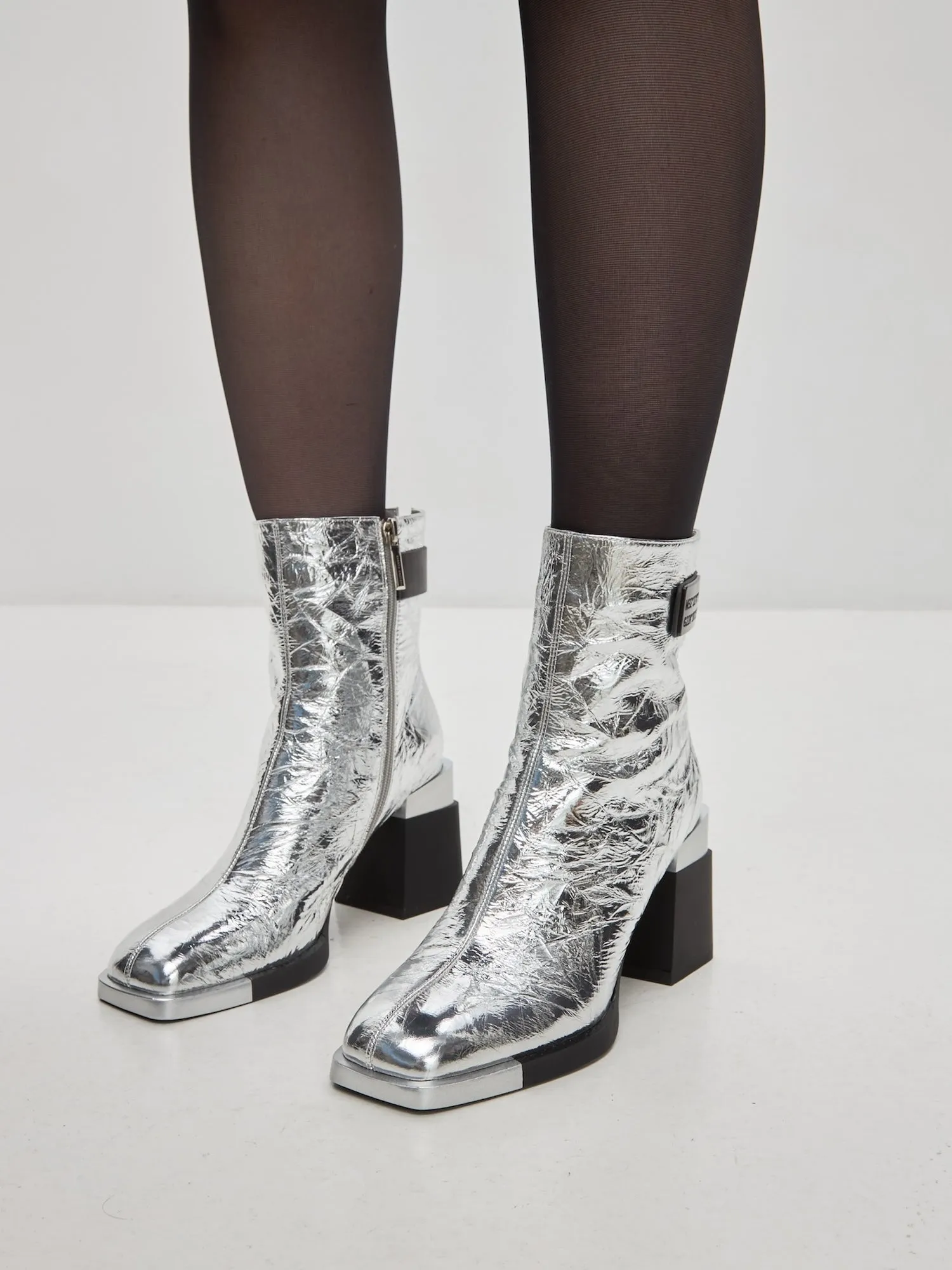 Block Heel Ankle Boots Dita - Silver