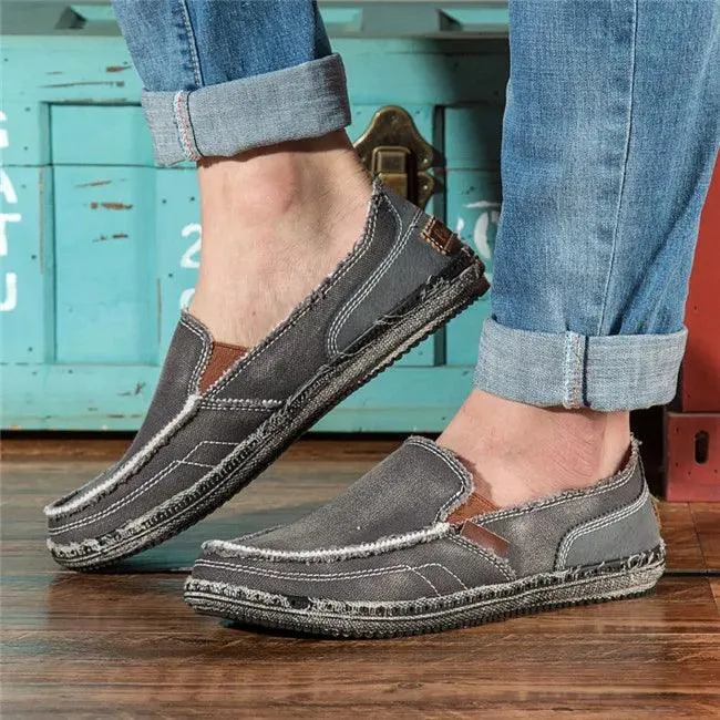 Breathable Canvas Flats Loafers Men's Casual Shoes JOS1127