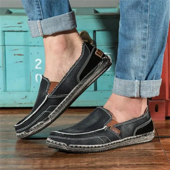 Breathable Canvas Flats Loafers Men's Casual Shoes JOS1127