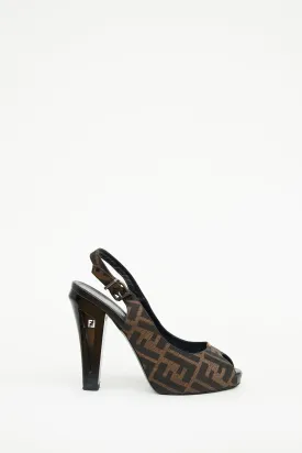 Brown Zucca Peep Toe Pump