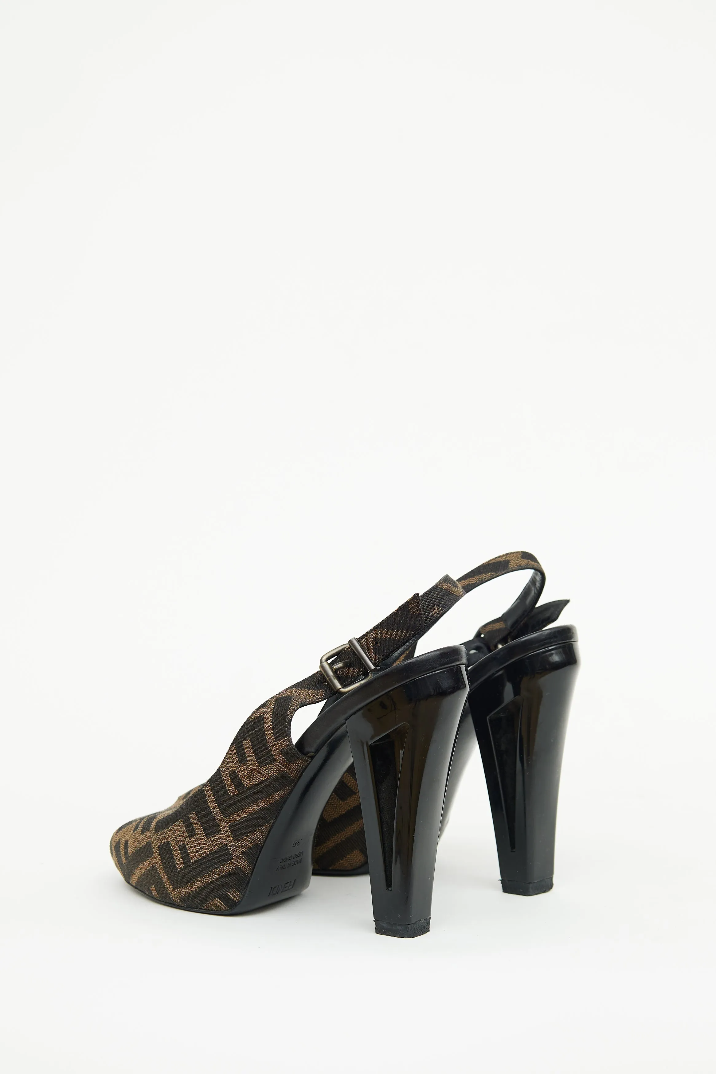 Brown Zucca Peep Toe Pump