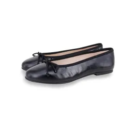 Camille Lucie Black Shimmer leather ballerina flats with small bow