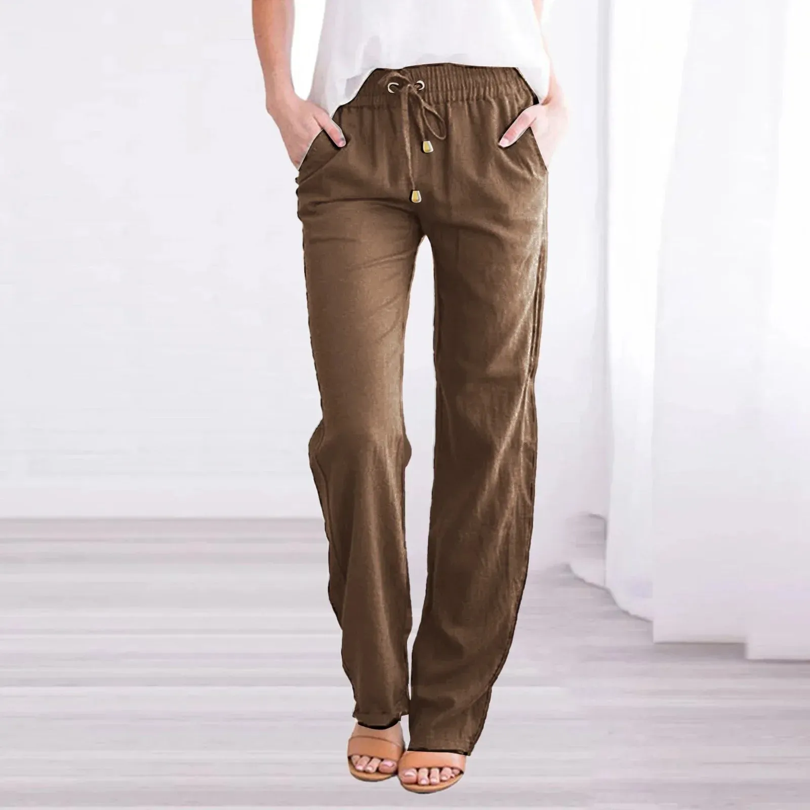 Casual Wide Leg Linen Pants