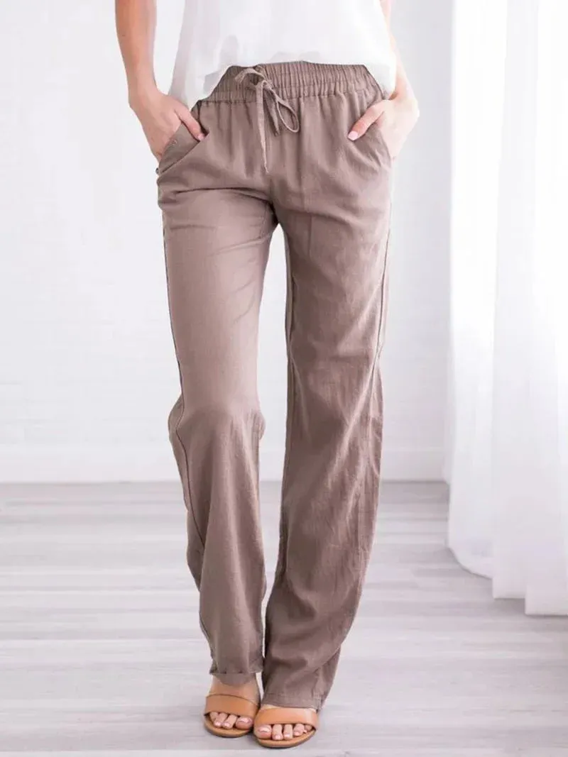 Casual Wide Leg Linen Pants