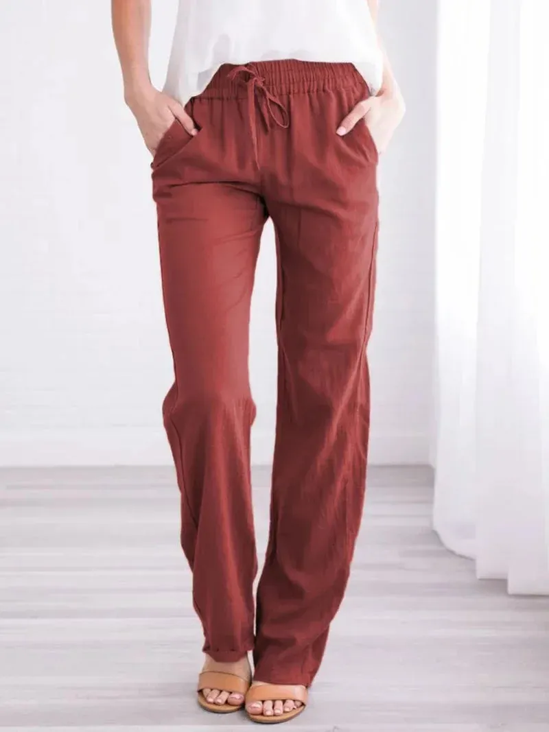 Casual Wide Leg Linen Pants