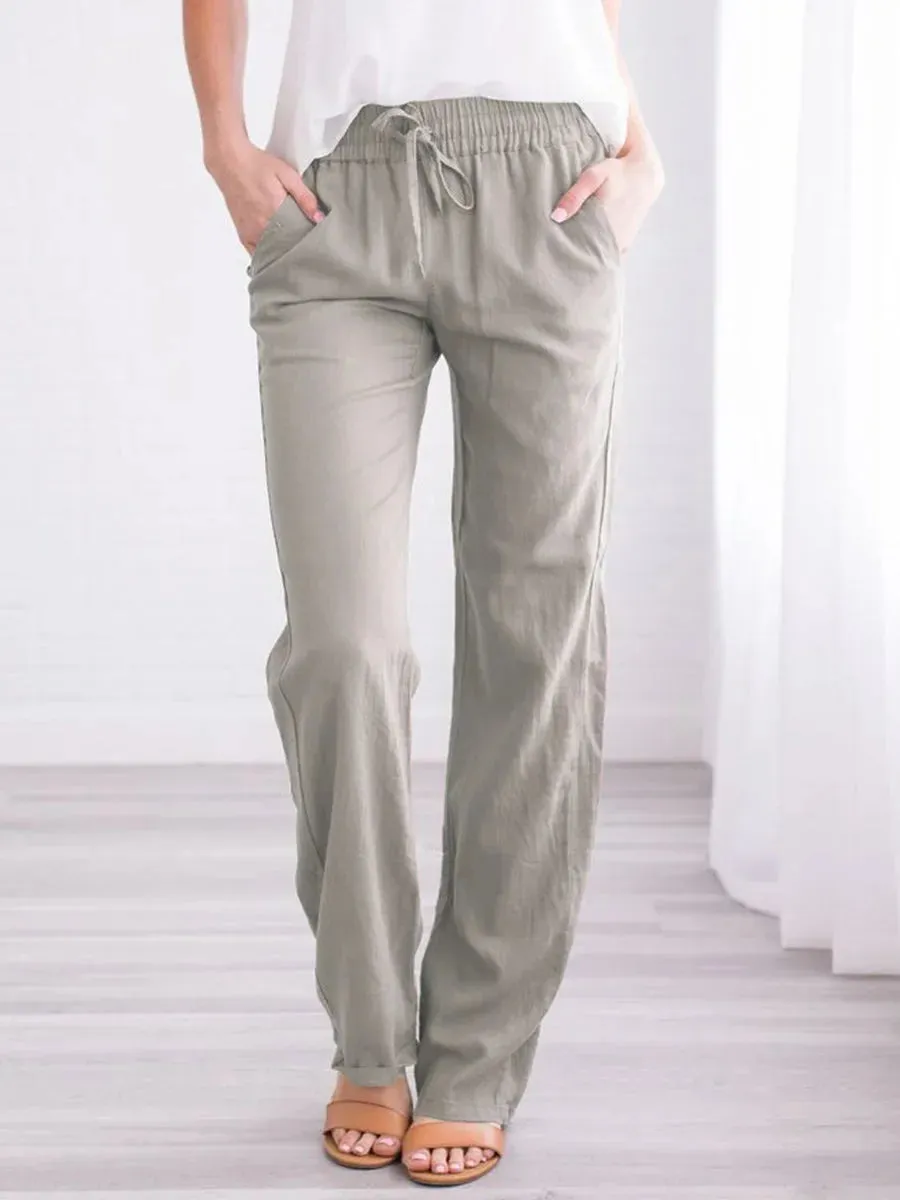 Casual Wide Leg Linen Pants