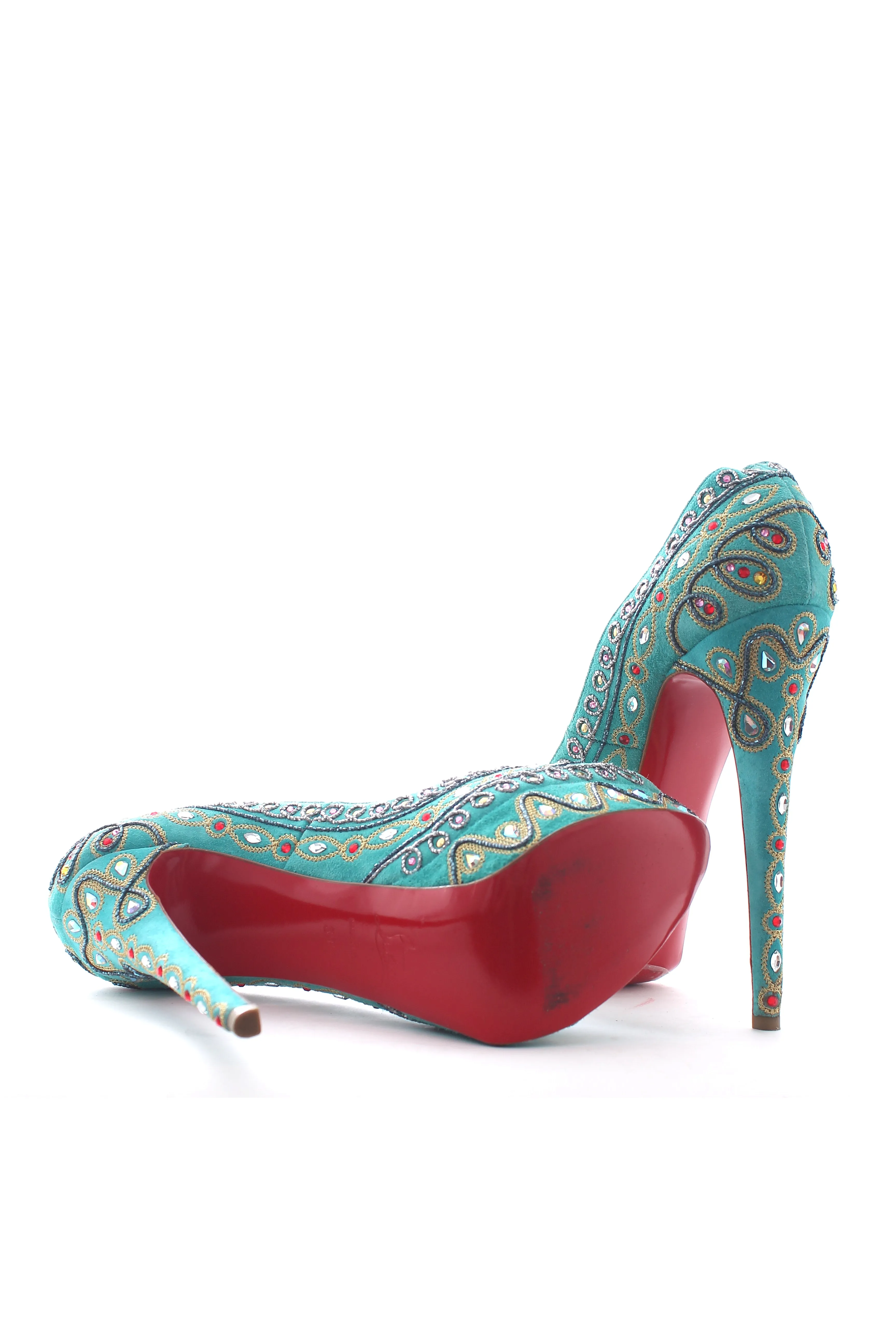 Christian Louboutin Limited Edition Crystal Embellished Suede Platform Pumps