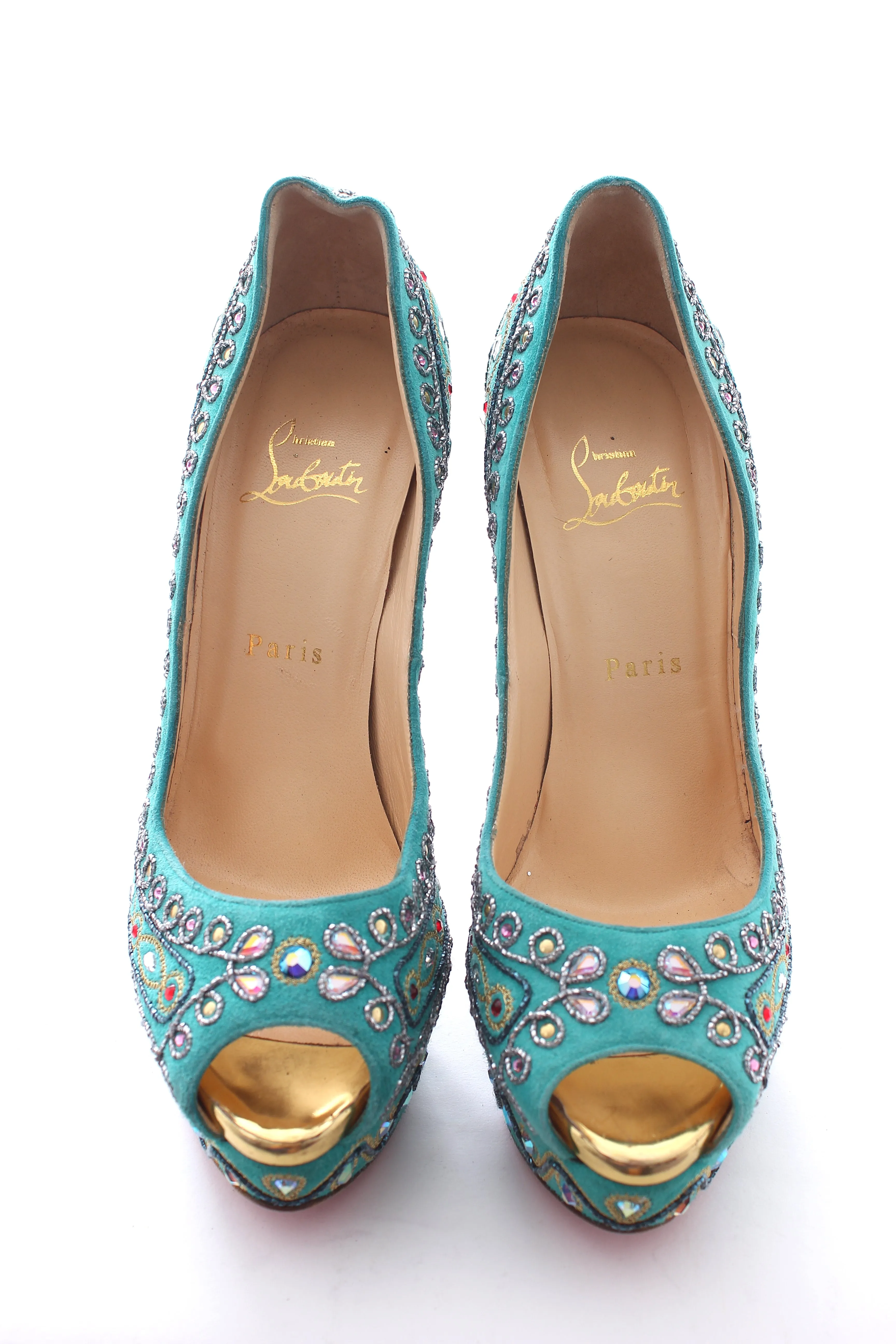 Christian Louboutin Limited Edition Crystal Embellished Suede Platform Pumps