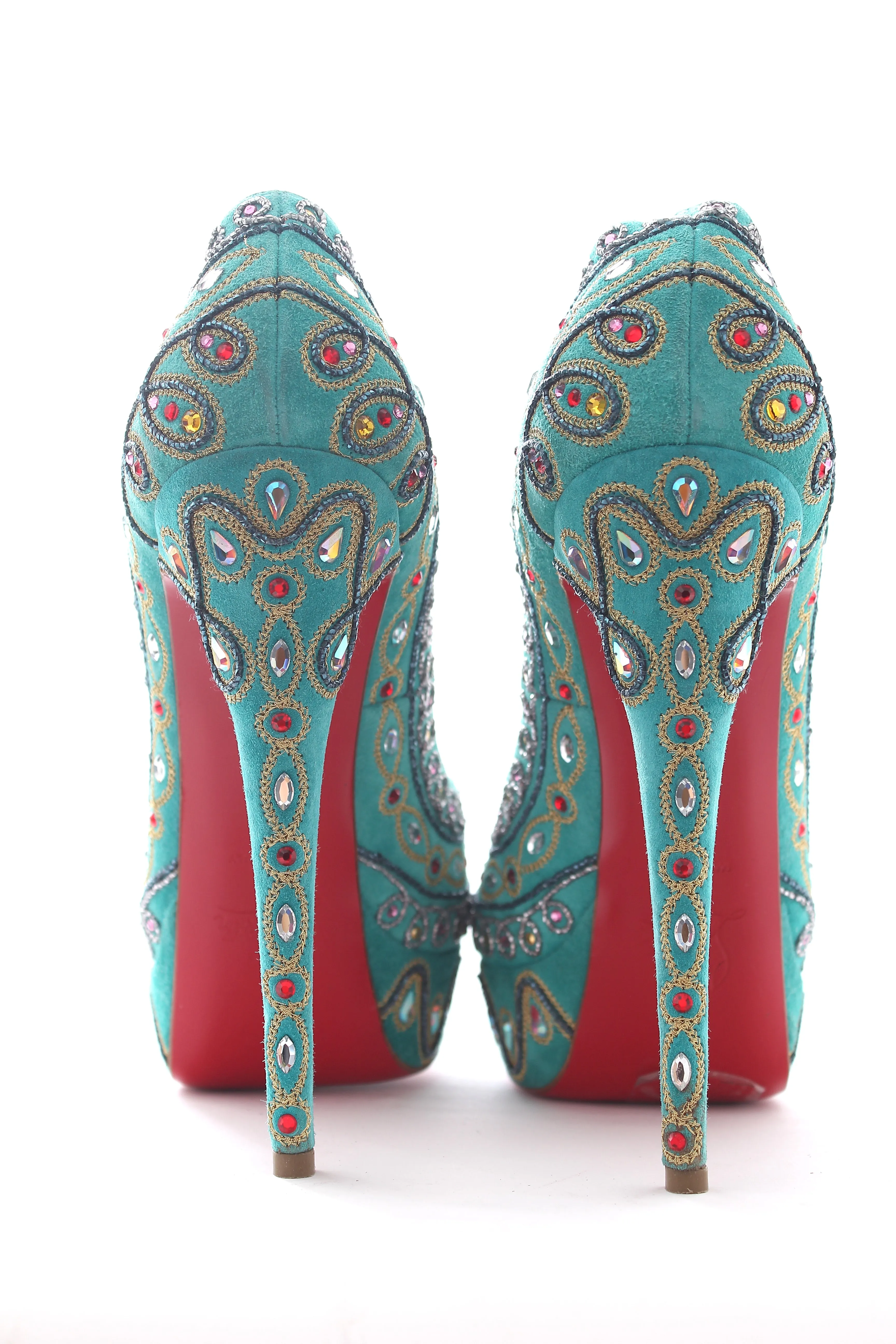 Christian Louboutin Limited Edition Crystal Embellished Suede Platform Pumps