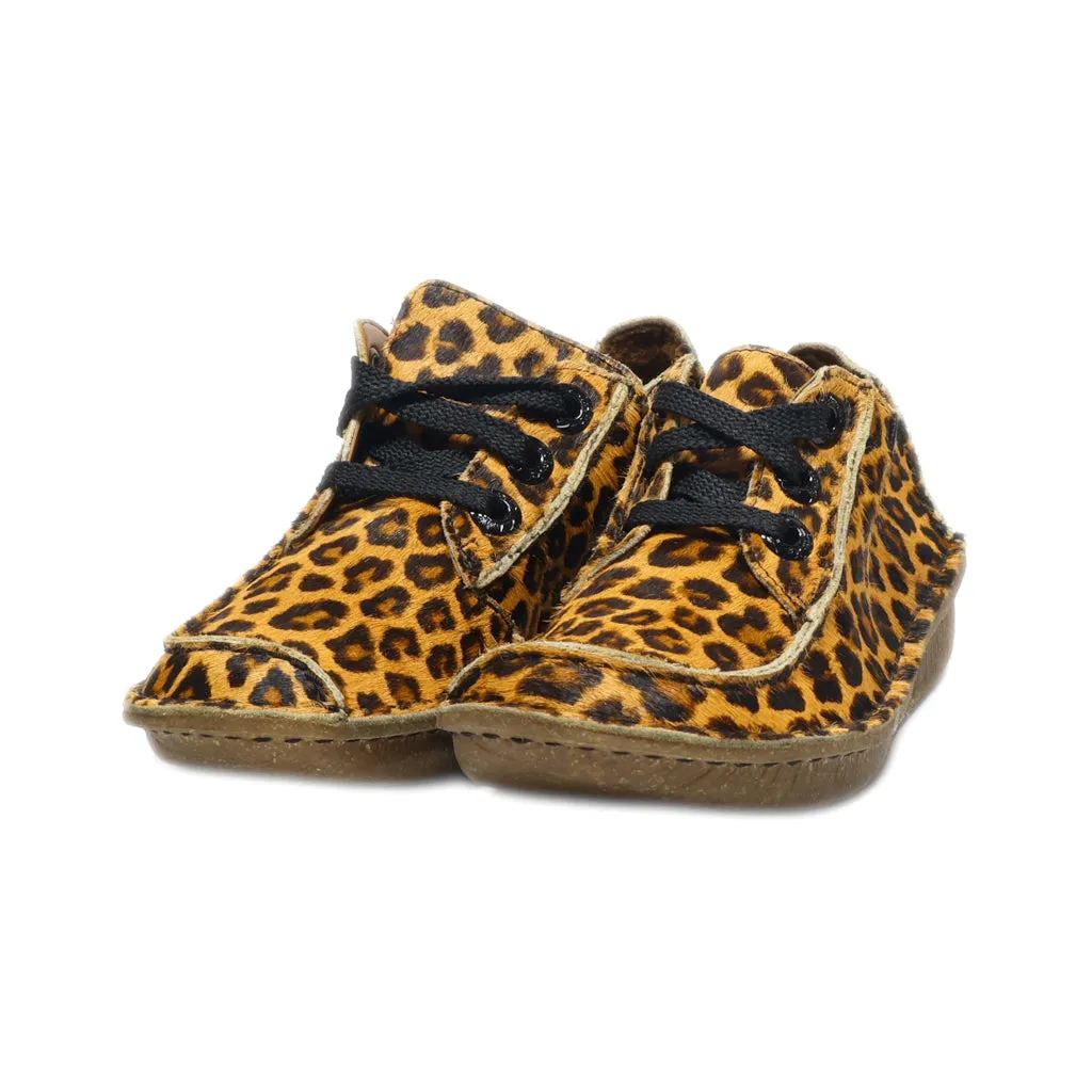 Clarks Funny Dream Leopard Ankle Boots Hair Calf Brown Colour For Kids