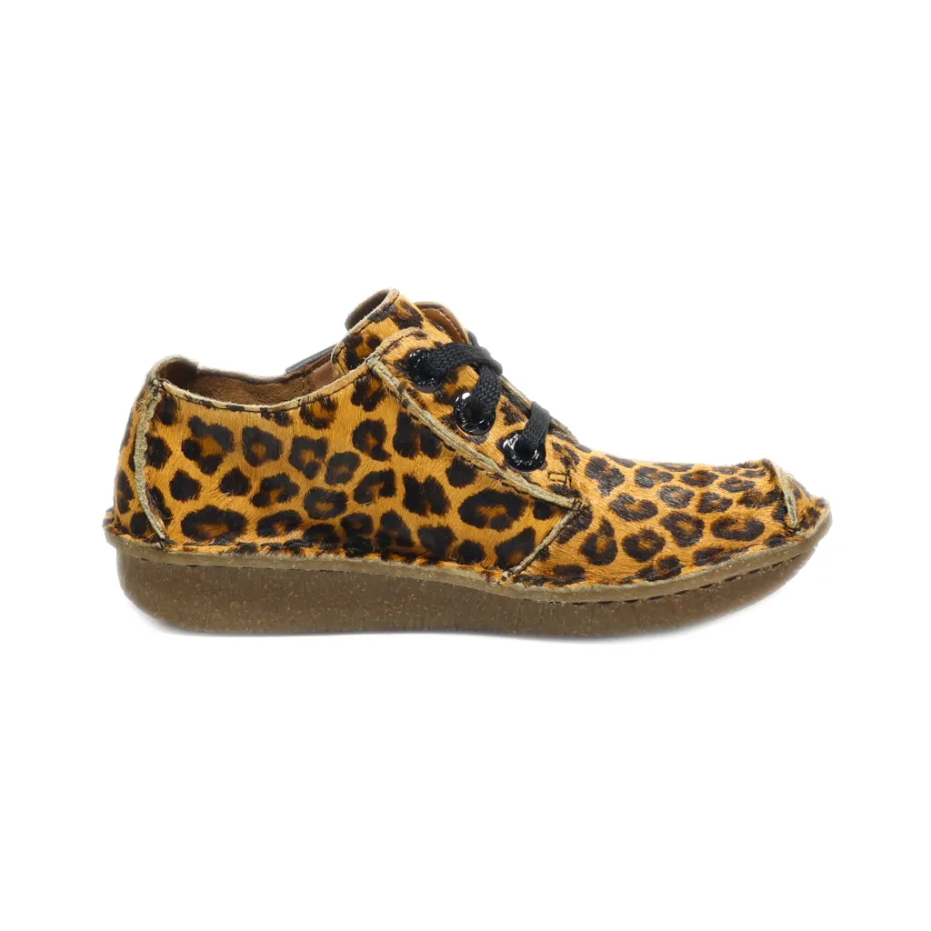 Clarks Funny Dream Leopard Ankle Boots Hair Calf Brown Colour For Kids