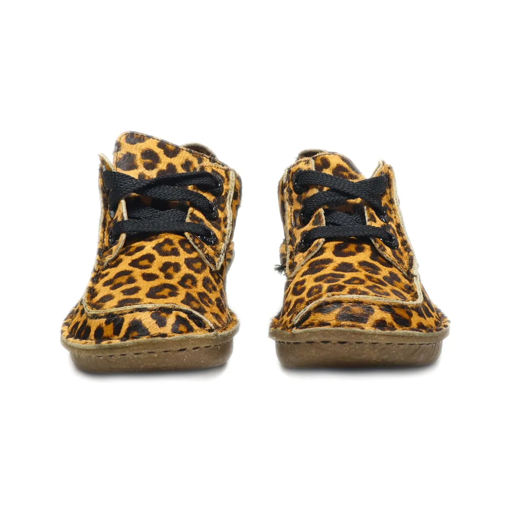 Clarks Funny Dream Leopard Ankle Boots Hair Calf Brown Colour For Kids