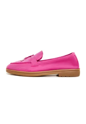 Classic Flat Sole Loafers - Fuchsia