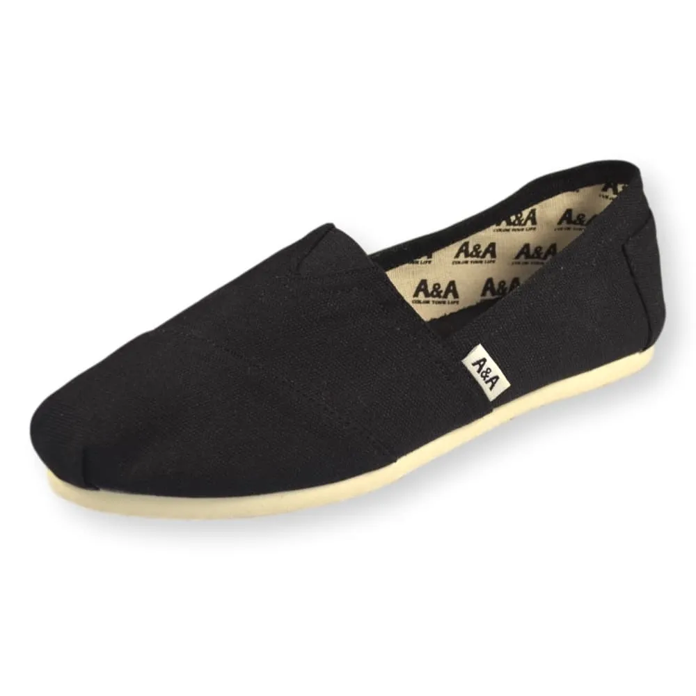 Classic VEGAN Black Canvas Slip On Shoes Alpargatas (Unisex)