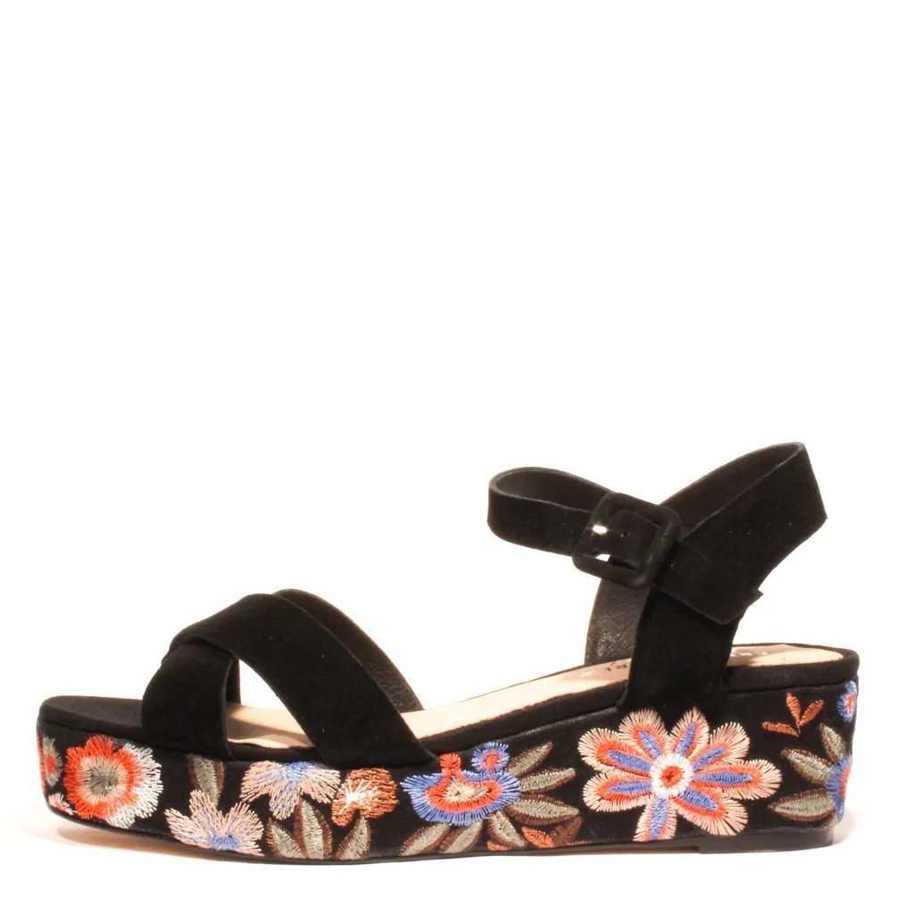 Fancy Embroidered Wedged Sandals