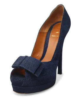 Fendi Navy Blue Suede Bow Heels sz 6.5