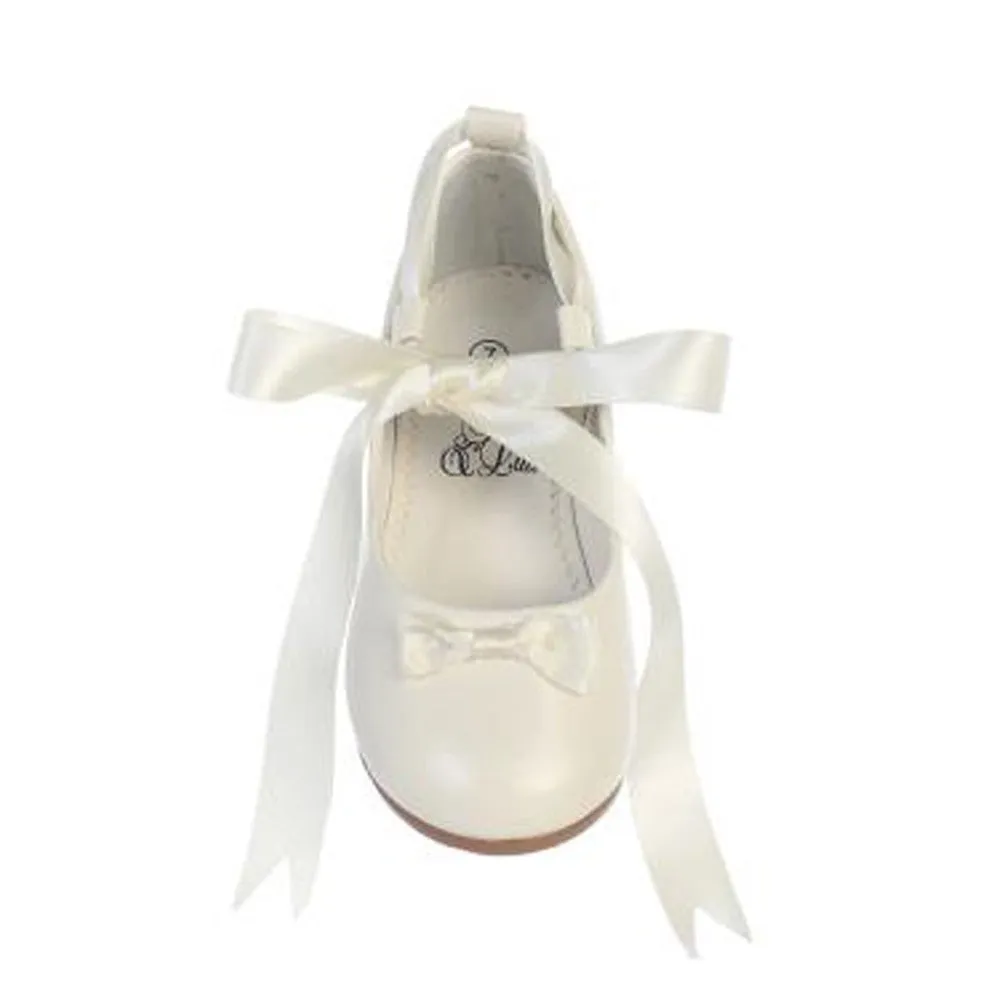 Girls Ivory Satin Ribbon Ballerina Flats Occasion Dress Shoes 13 Kids