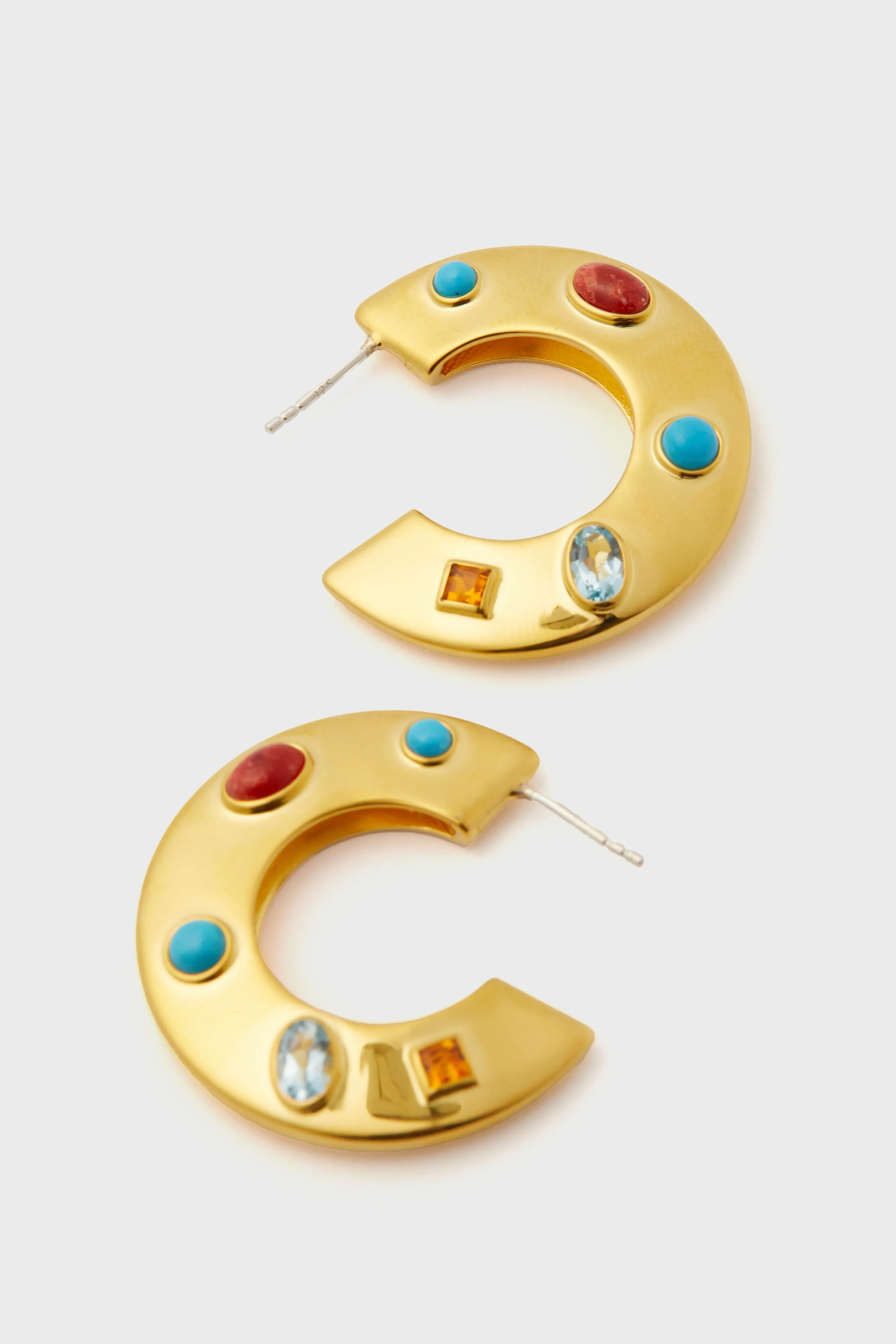 Gold Saucer Hoops in Dotted Stone