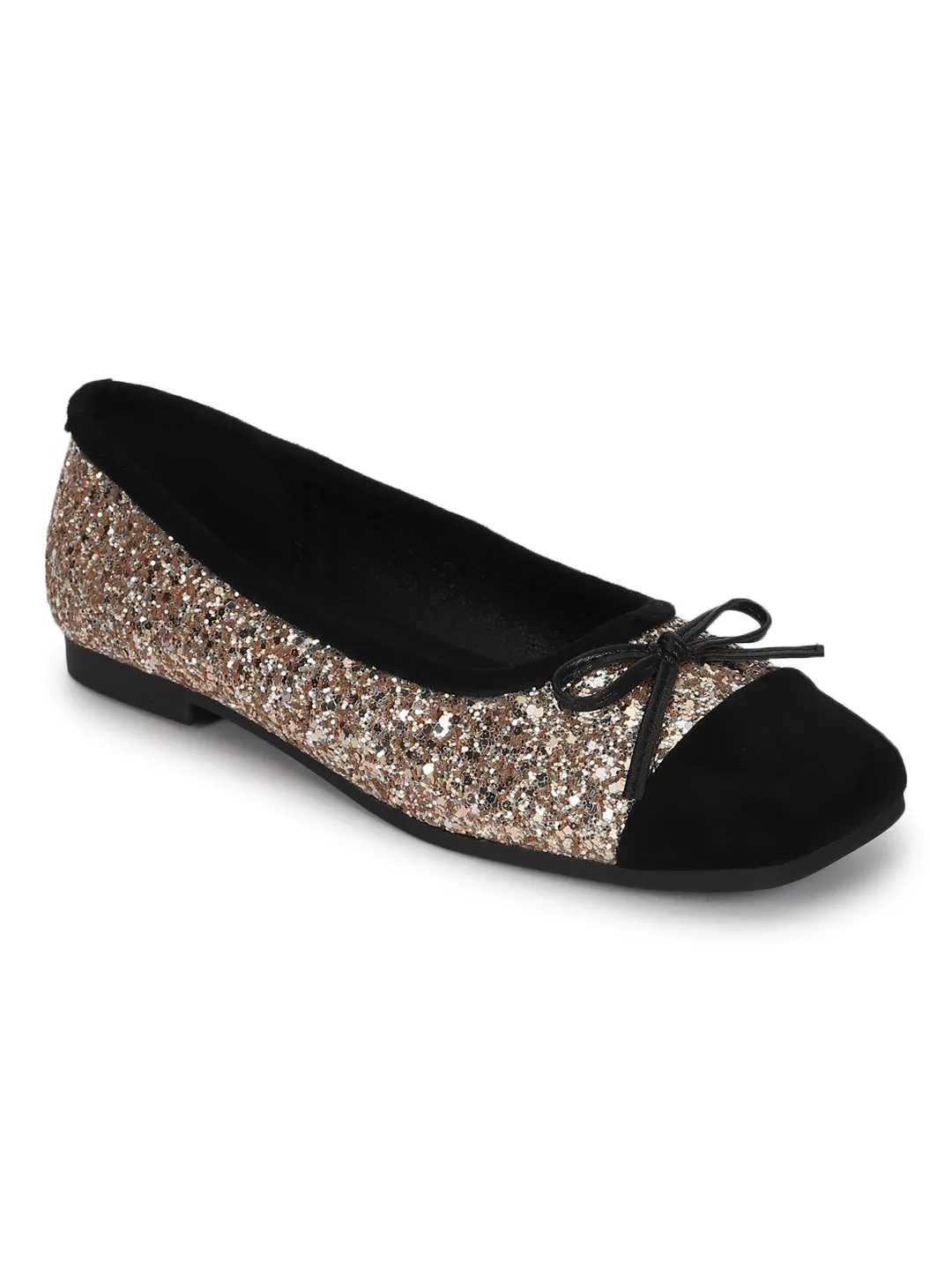 Gold Suede Embellished Ballerina (TC-RS3645-GLD)