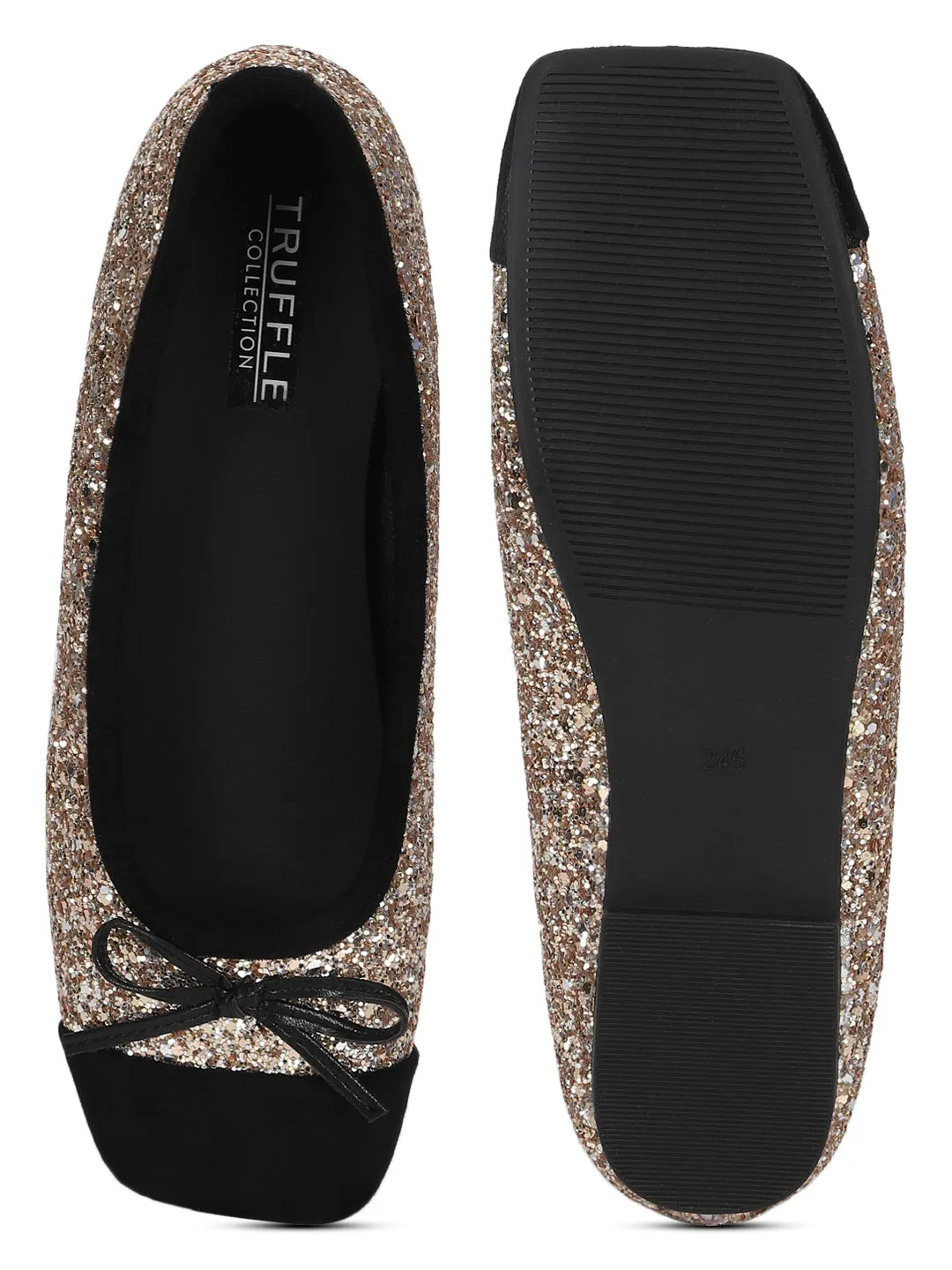 Gold Suede Embellished Ballerina (TC-RS3645-GLD)