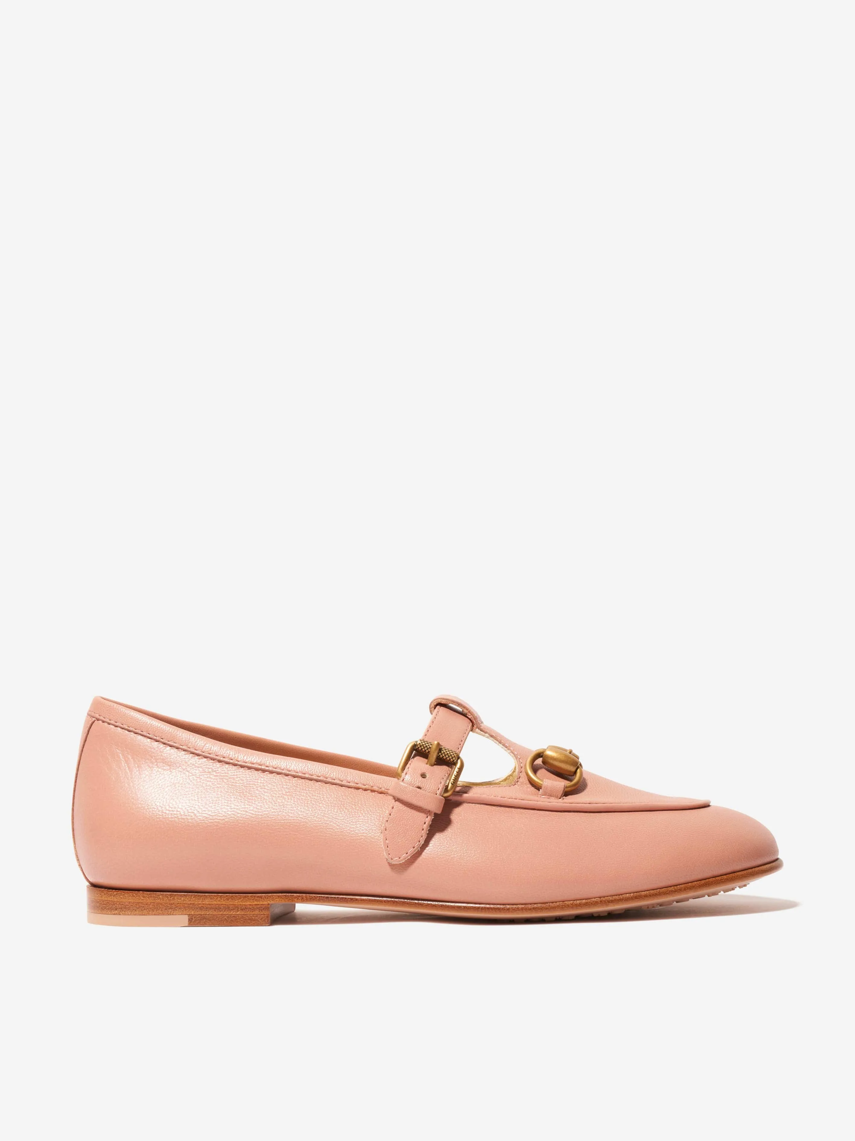 Gucci Girls Leather Horsebit Loafers