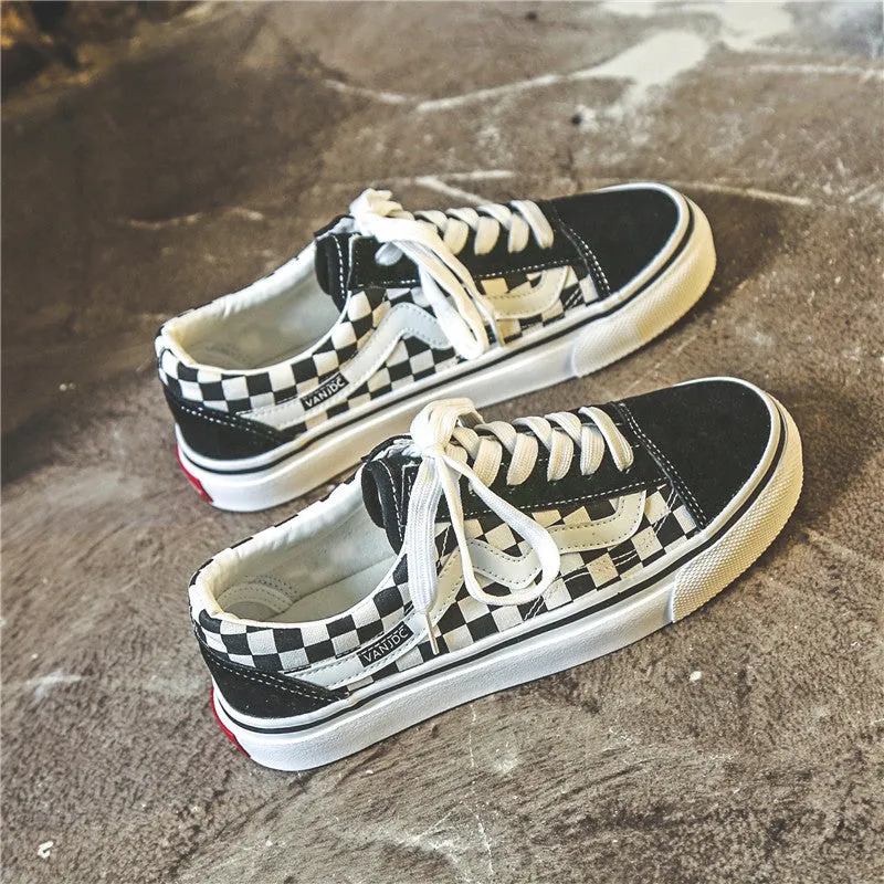 Innovative And White Plaid Niche Canvas Shoes