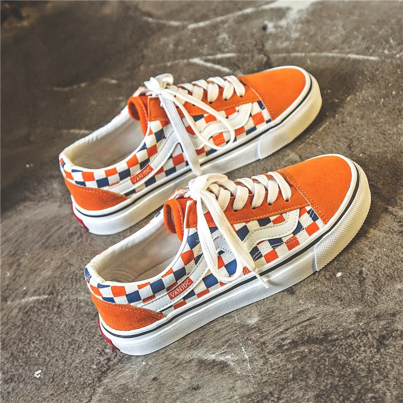 Innovative And White Plaid Niche Canvas Shoes