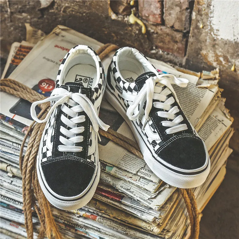 Innovative And White Plaid Niche Canvas Shoes