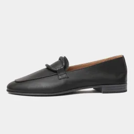 Joanne Black Leather Loafers