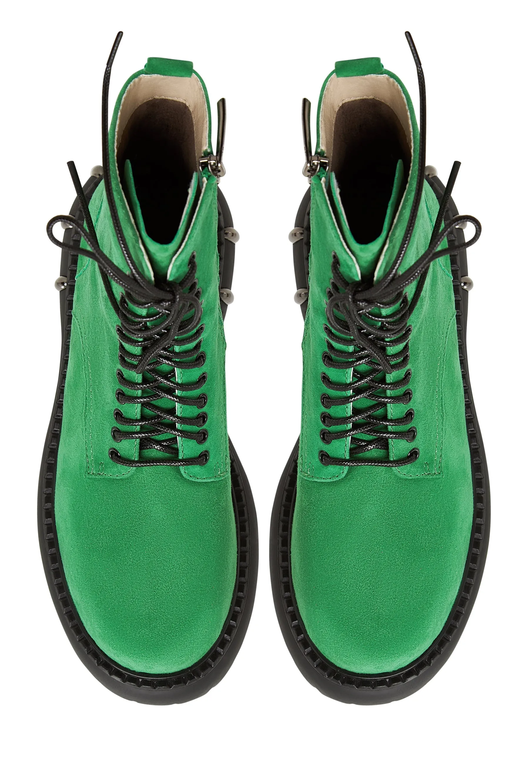 Lace-Up Combat Boots with Chunky Sole - Green