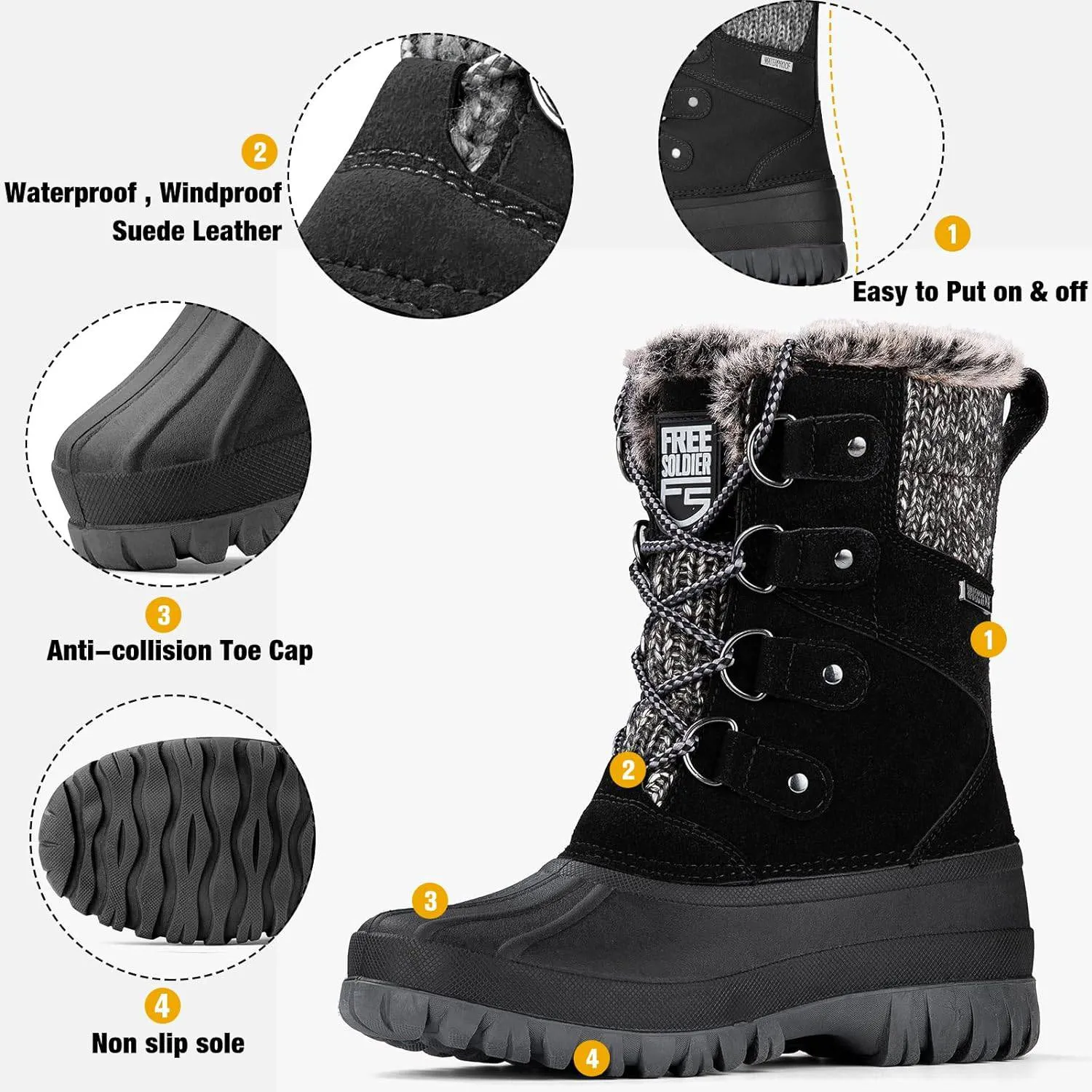 MARYJANE Women’s Waterproof Snow Hiking Boots