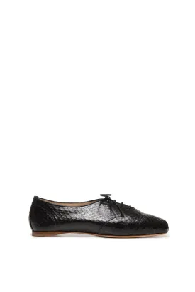 Maya Flat Shoe in Black Snakeskin