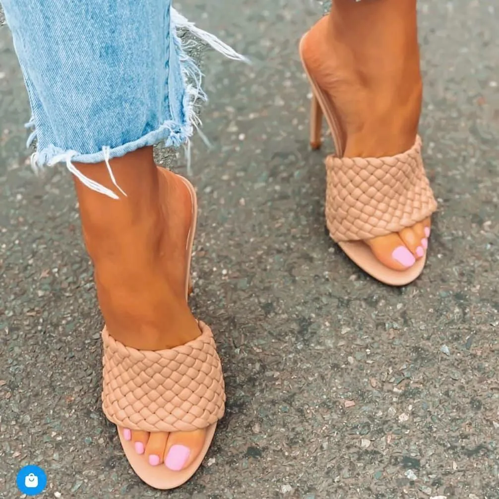 Open Toe High Heel Mules