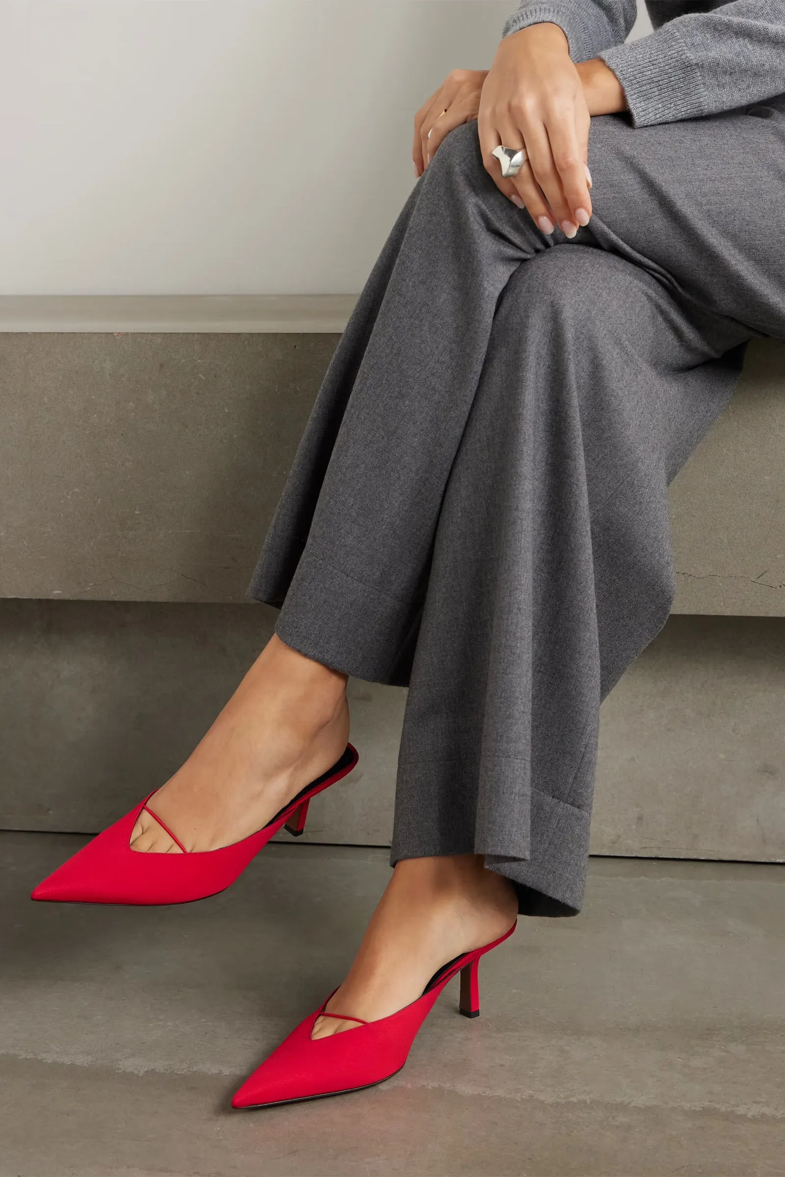 Red Matar Satin Mules