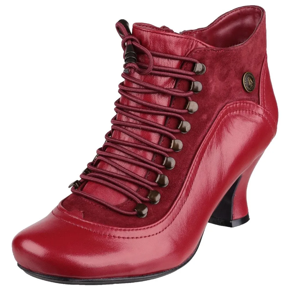 Red Vivianna Lace-Up Heeled Boots