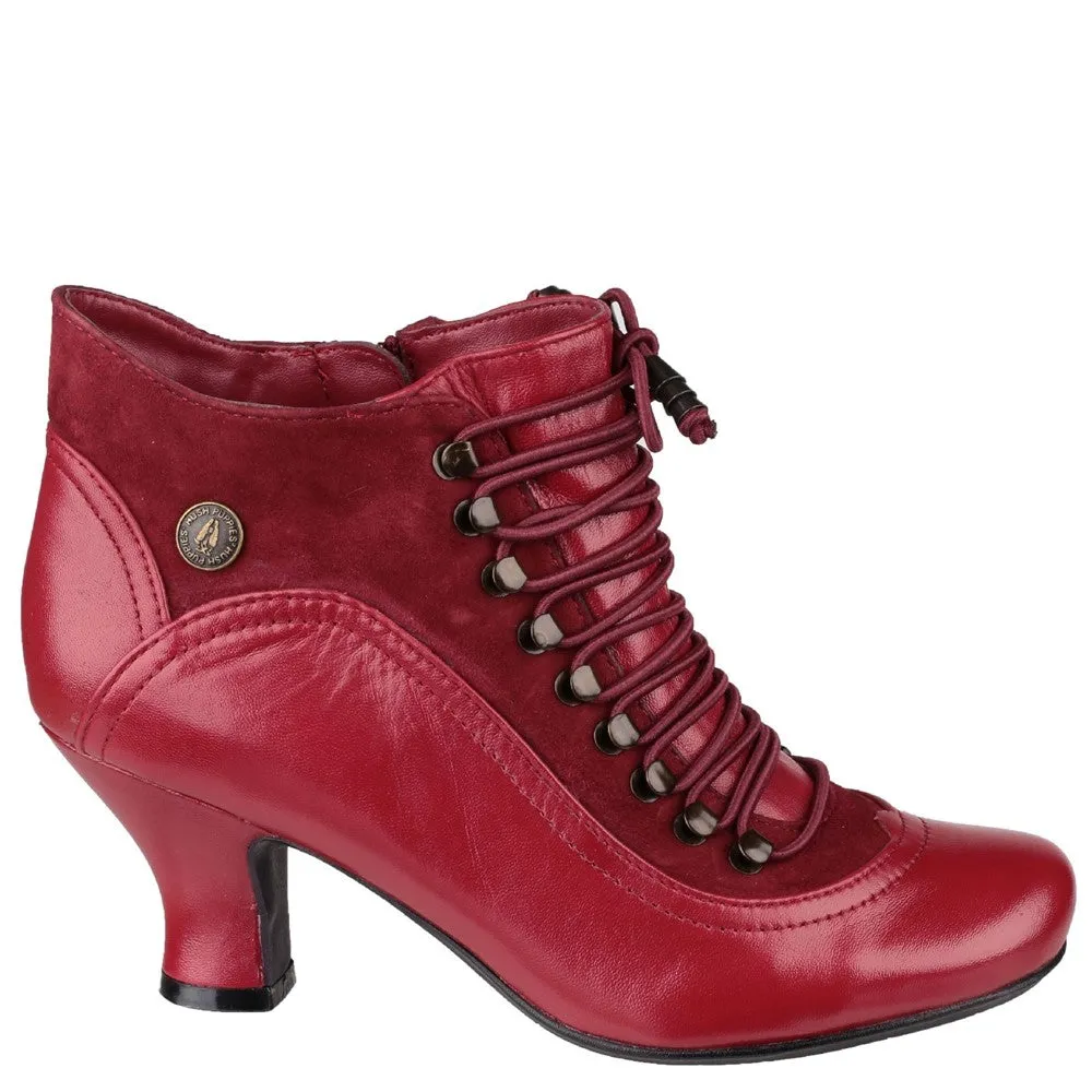 Red Vivianna Lace-Up Heeled Boots