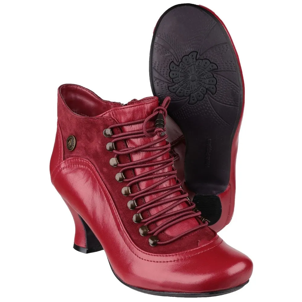 Red Vivianna Lace-Up Heeled Boots