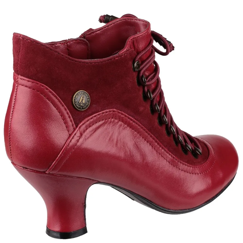 Red Vivianna Lace-Up Heeled Boots