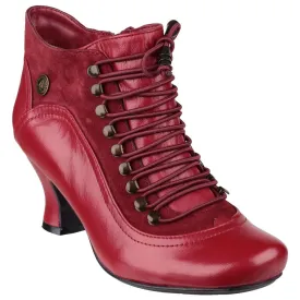 Red Vivianna Lace-Up Heeled Boots