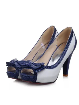 Retro Bow Peep Toe High Heel Shoes