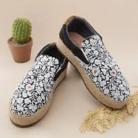 San Antonino Silver Floral Embroidery Platform Espadrille