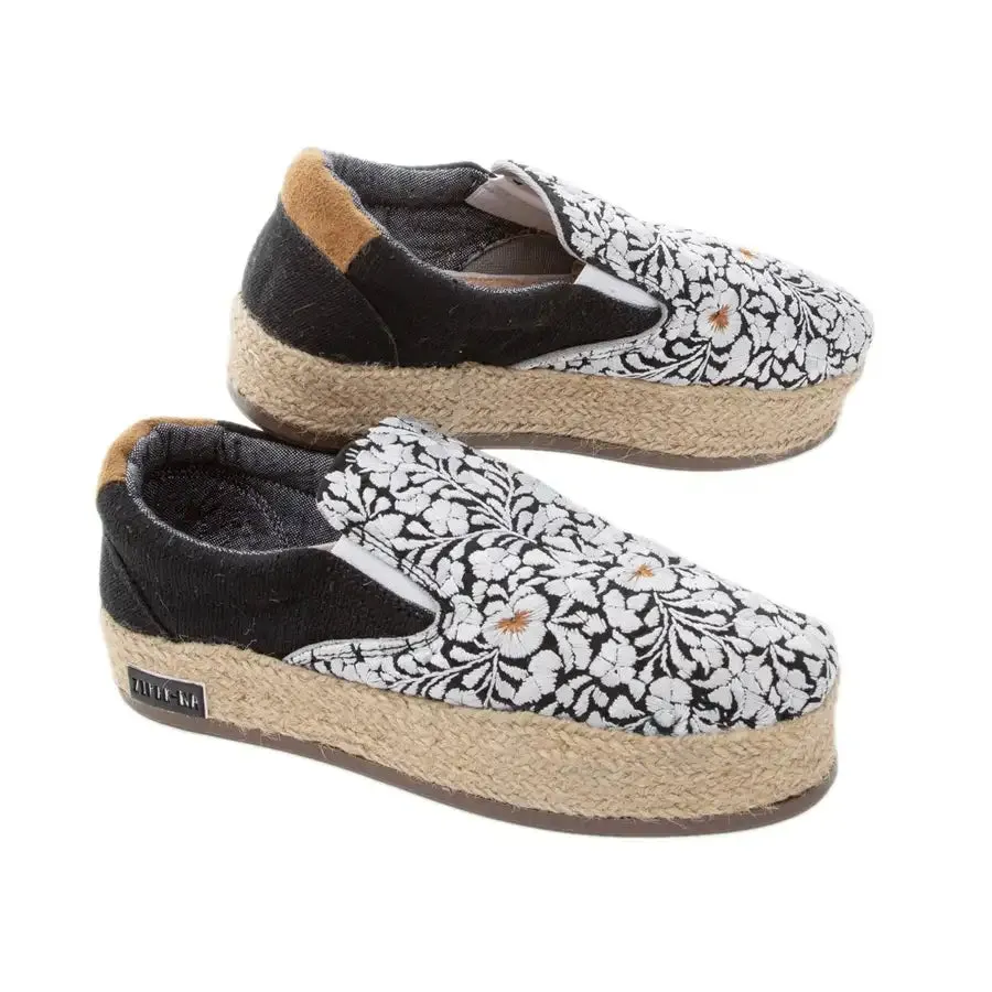 San Antonino Silver Floral Embroidery Platform Espadrille