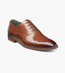 Stacy Adams Cognac Barris Cap Toe Oxford Shoes